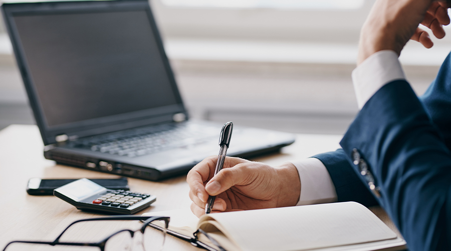 working at desk